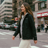 AI Character walking in crosswalk