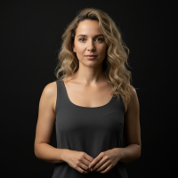 Portrait of a blond woman.